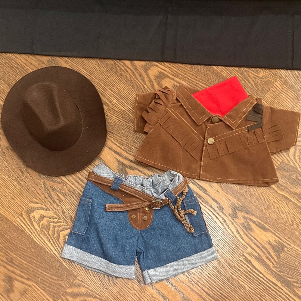 Carnival Cruise version Build a Bear Cowboy Hat, Jacket, Denim Shorts & Bandana